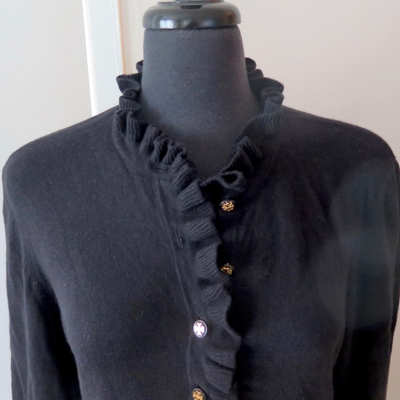 Tory Burch Ruffle Edge Polo Sweater - Picture 1 of 10